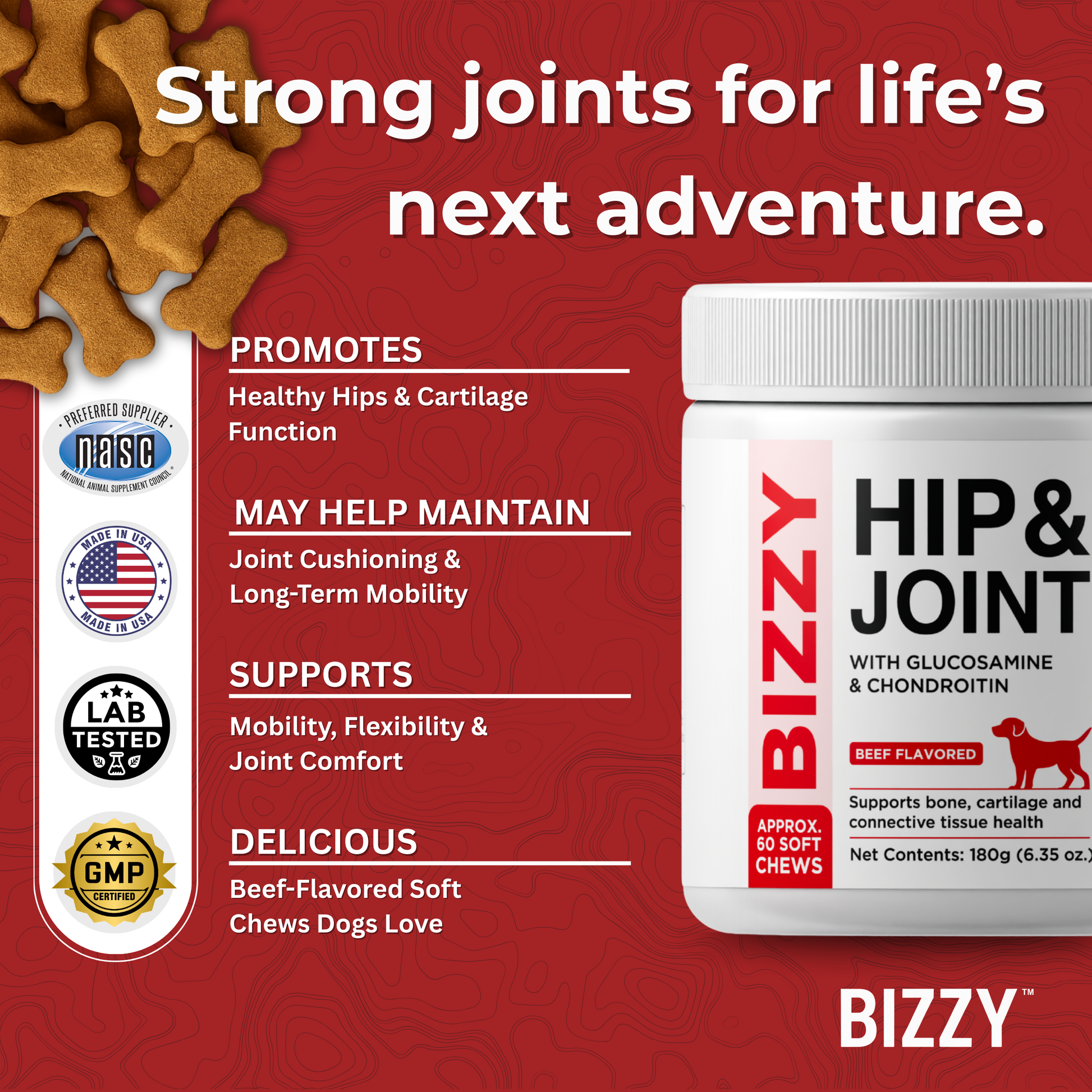BIZZY Hip & Joint Support – 60 Soft Chews